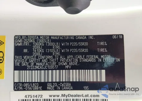 2018 Lexus Rx 350 z USA, uszkodzony, nr VIN 2T2ZZMCA5JC109517